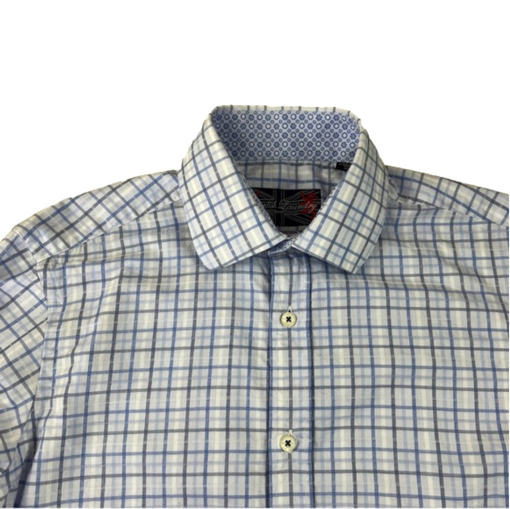 Men's English Laundry Blue Plaid  Button Up Shirt